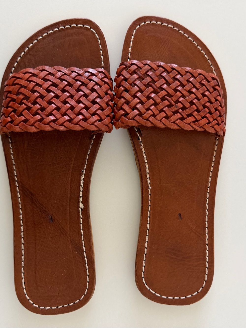 Woven Slide Sandals‎ in Rust Brown - Women's Casual Slides Estimated Size 9-10